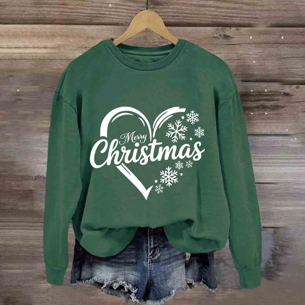 Merry Christmas Snow Heart Sweatshirt
