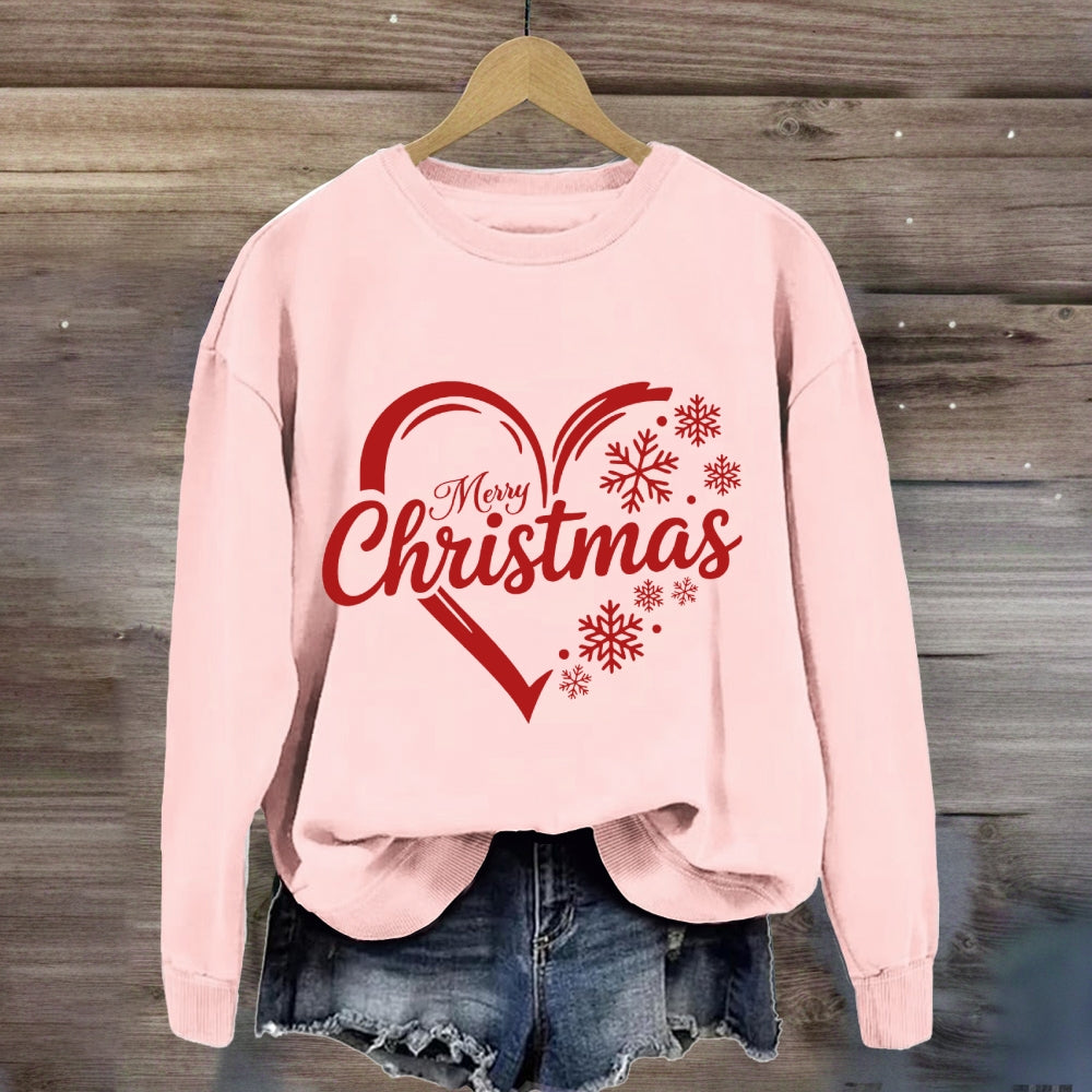 Merry Christmas Snow Heart Sweatshirt