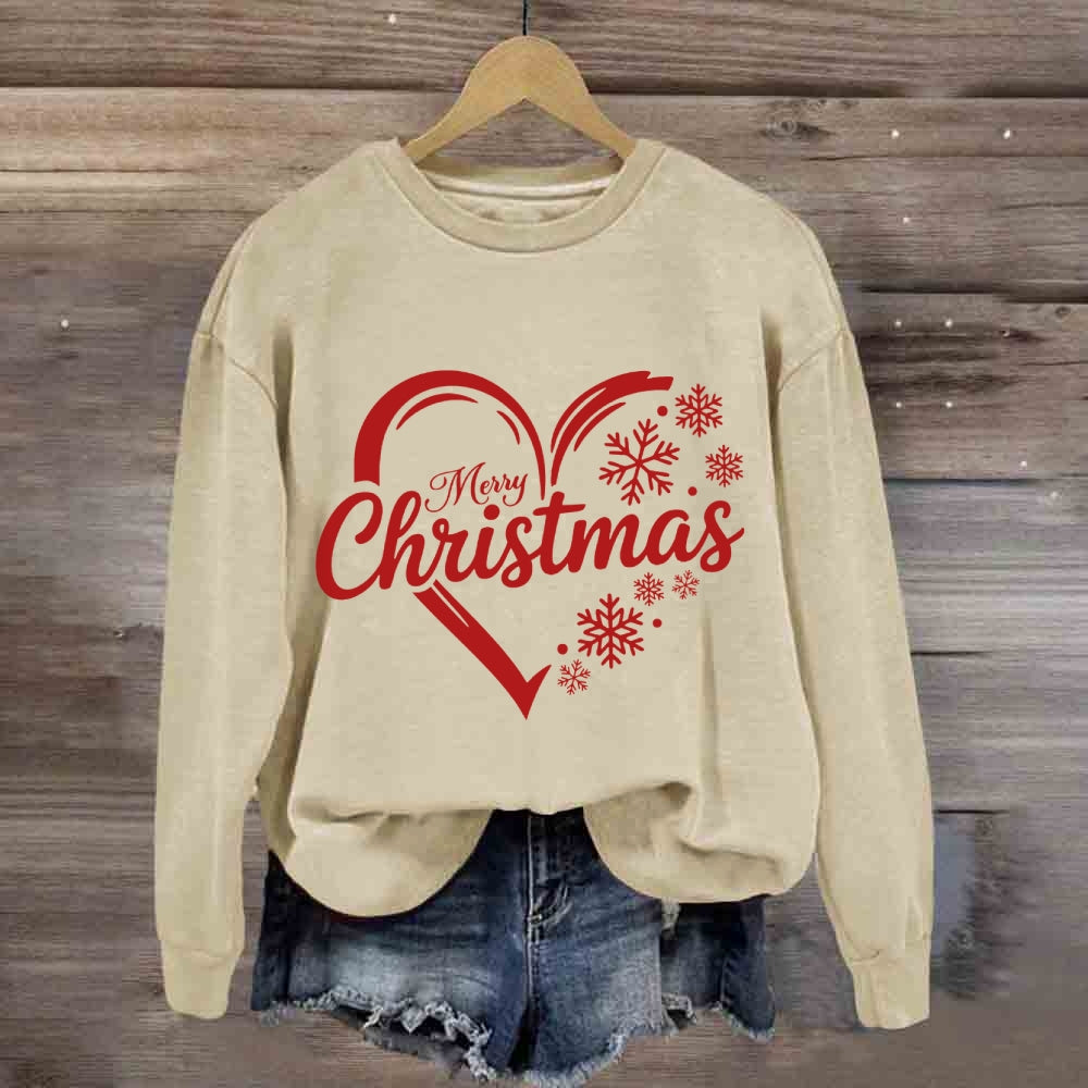 Merry Christmas Snow Heart Sweatshirt
