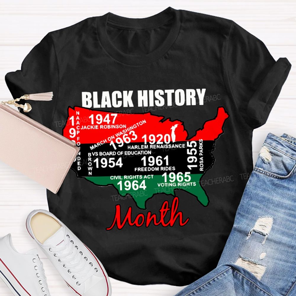 Black History Month Color Patchwork Print T-shirt