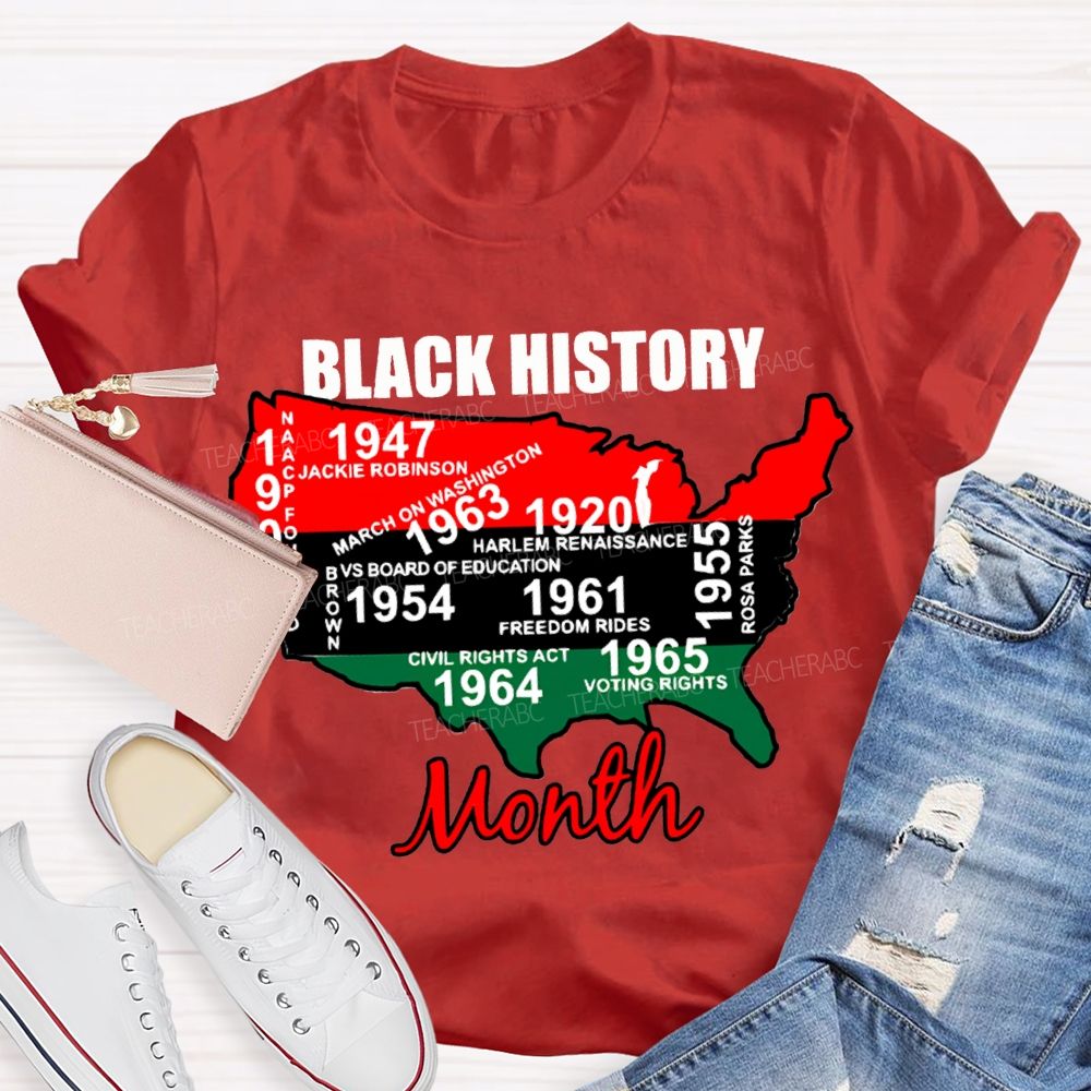 Black History Month Color Patchwork Print T-shirt