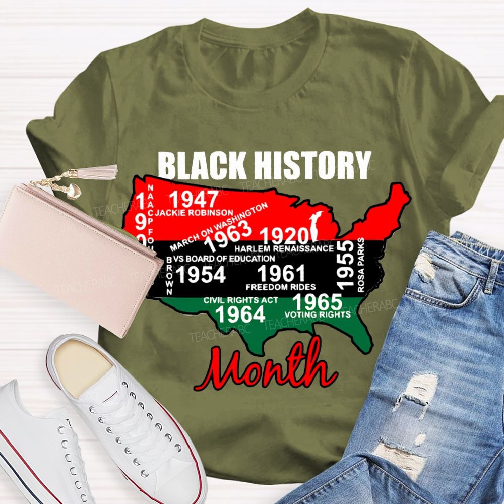 Black History Month Color Patchwork Print T-shirt