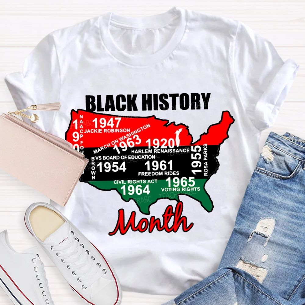 Black History Month Color Patchwork Print T-shirt