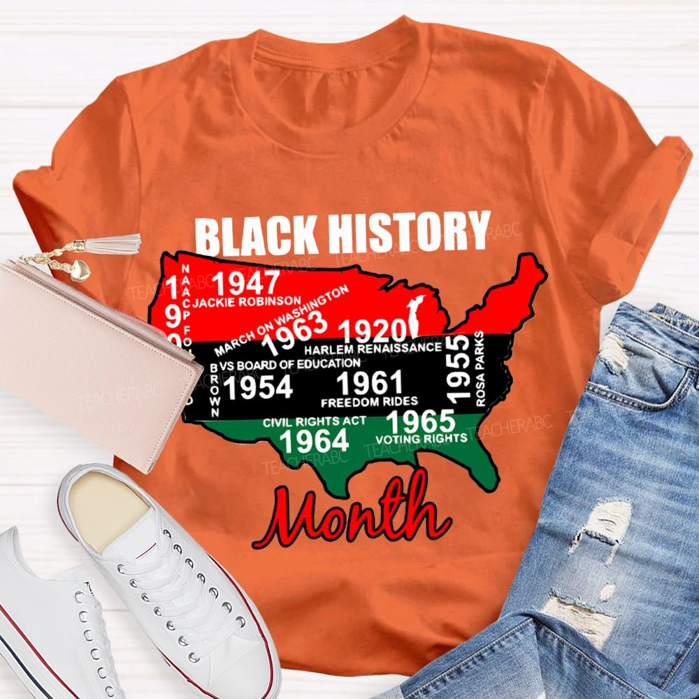 Black History Month Color Patchwork Print T-shirt