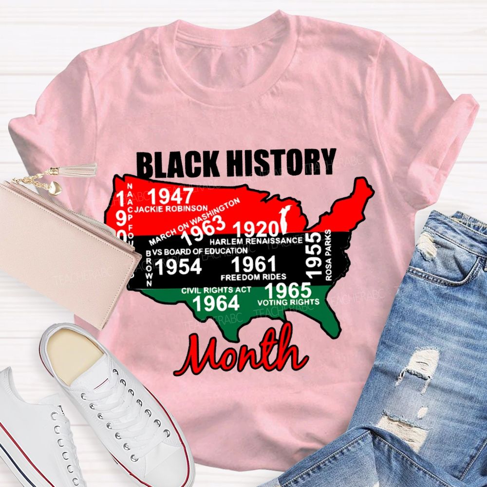 Black History Month Color Patchwork Print T-shirt