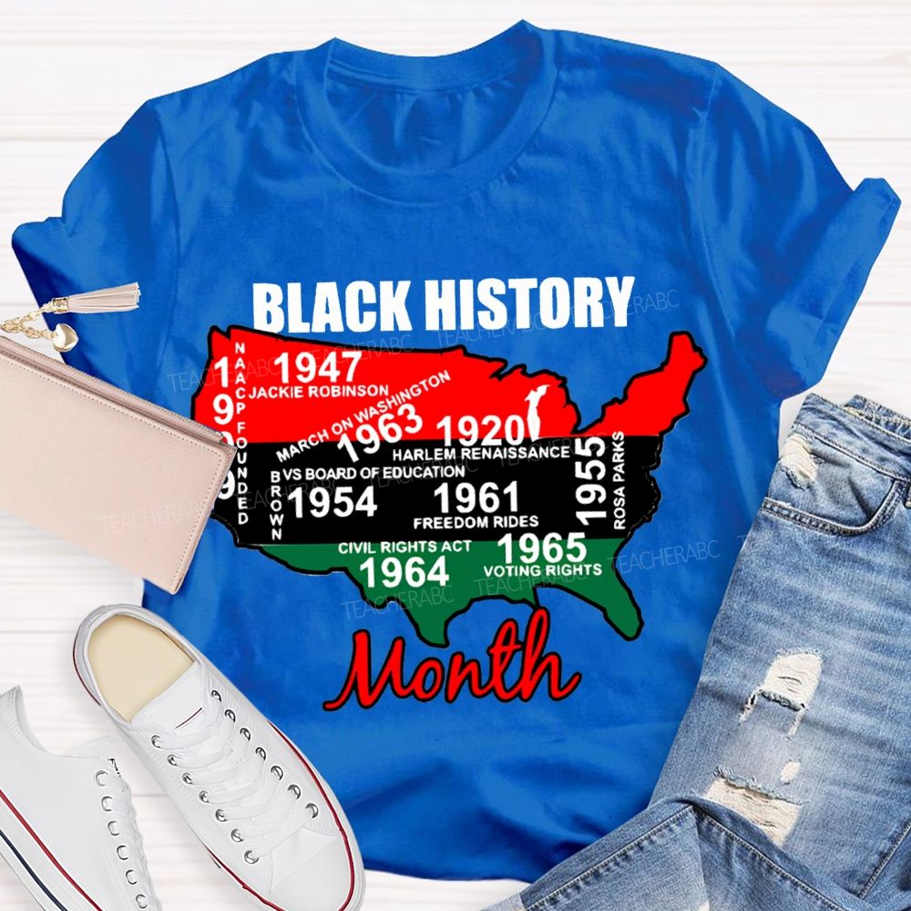 Black History Month Color Patchwork Print T-shirt