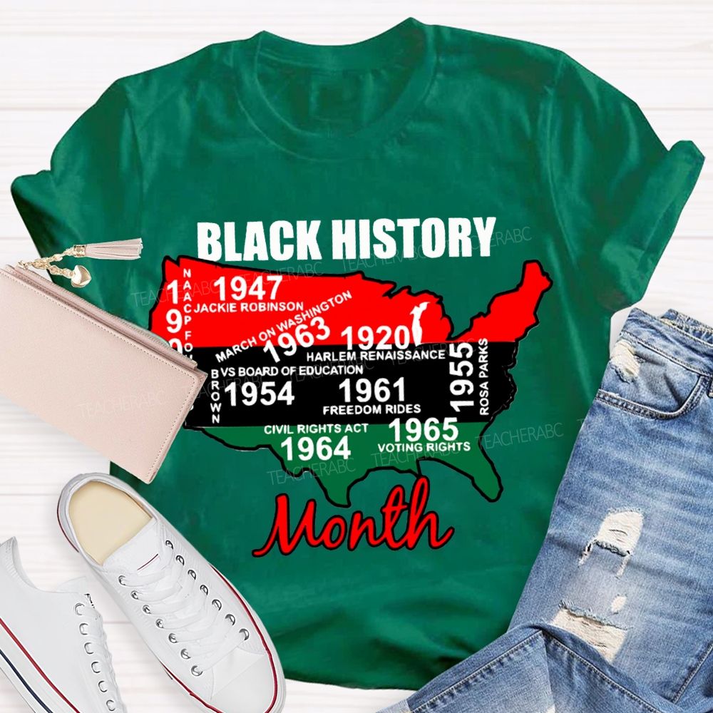 Black History Month Color Patchwork Print T-shirt