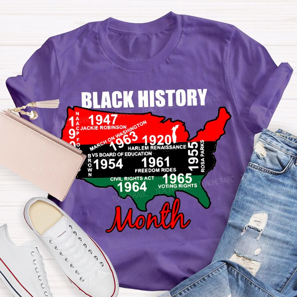 Black History Month Color Patchwork Print T-shirt