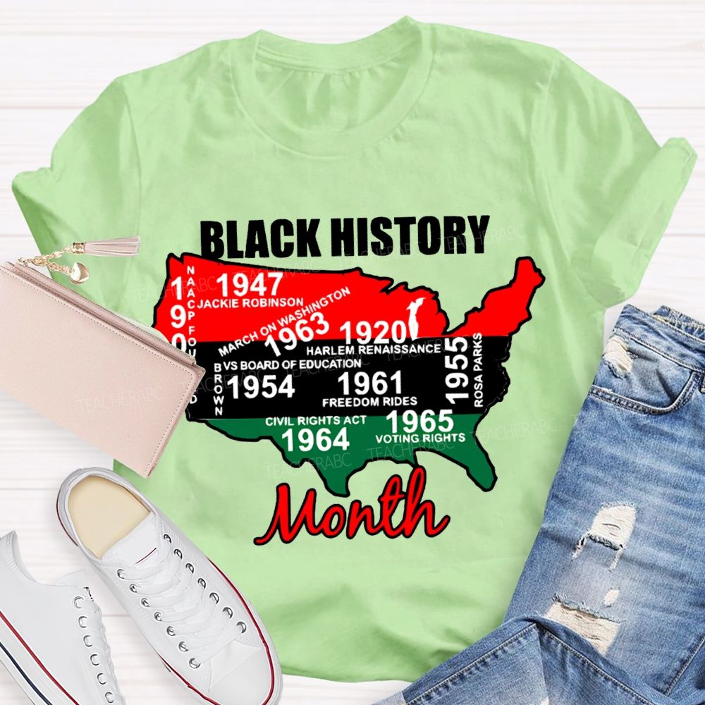 Black History Month Color Patchwork Print T-shirt