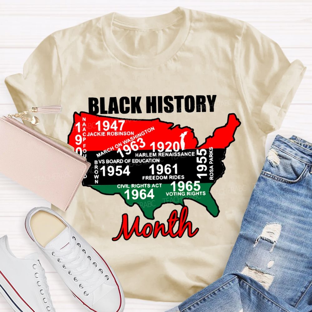 Black History Month Color Patchwork Print T-shirt
