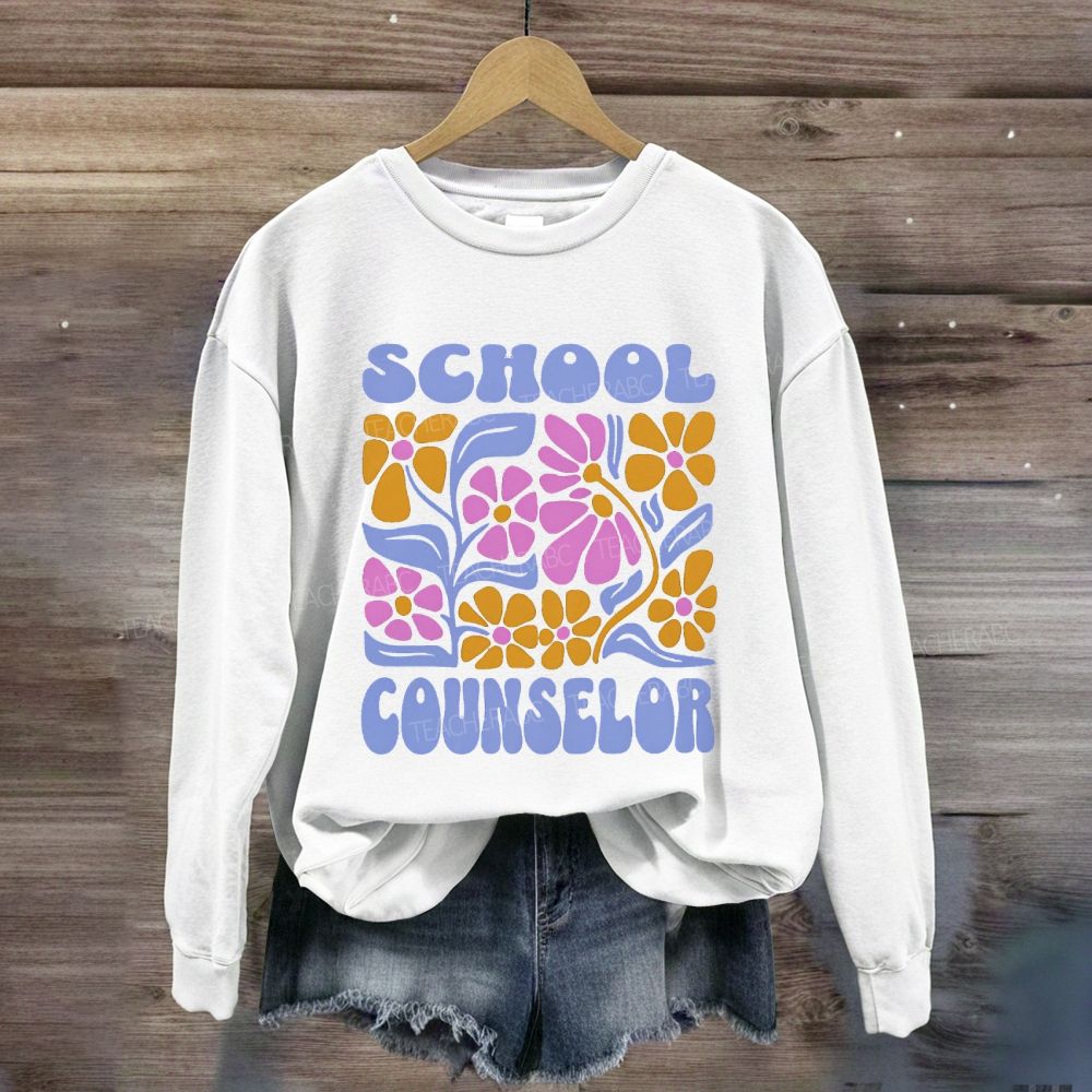 School Counselor Colorful Floral Sweatshirt