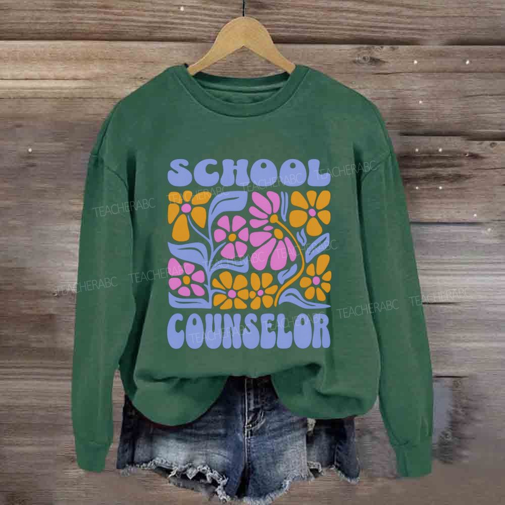 School Counselor Colorful Floral Sweatshirt