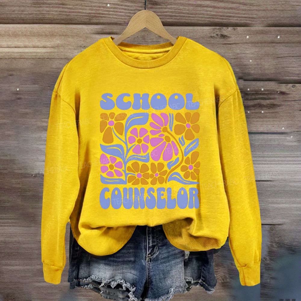 School Counselor Colorful Floral Sweatshirt
