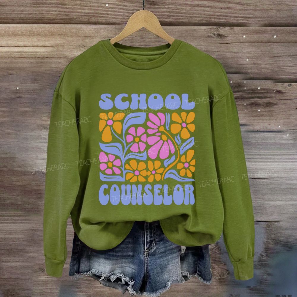 School Counselor Colorful Floral Sweatshirt