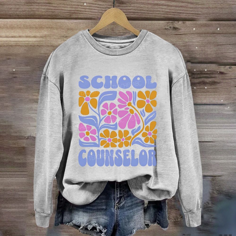 School Counselor Colorful Floral Sweatshirt