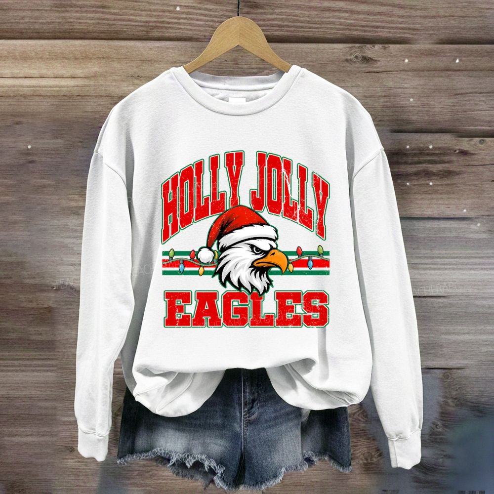 Personalized Mascot Holly Jolly Eagles Merry Christmas Sweatshirt