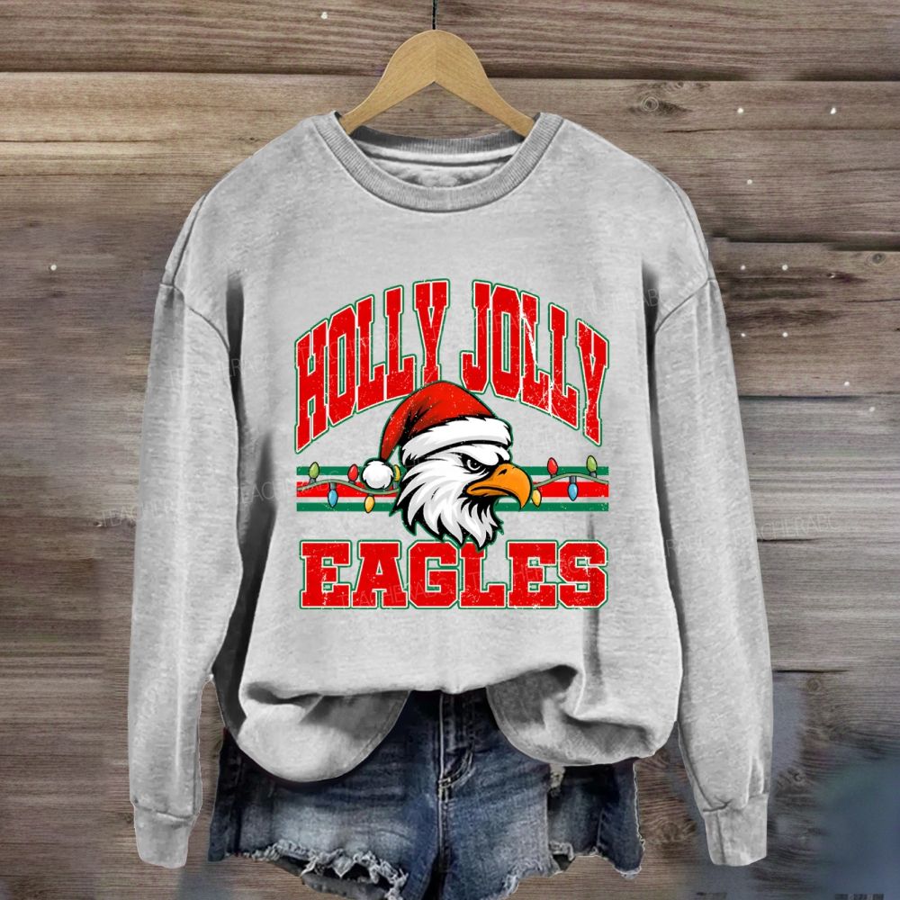 Personalized Mascot Holly Jolly Eagles Merry Christmas Sweatshirt