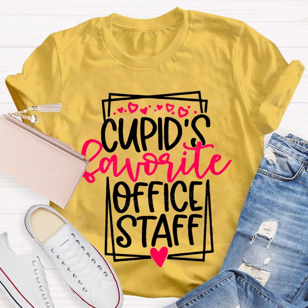 Cupid'S Favorite Office Staff Heart Print T-shirt