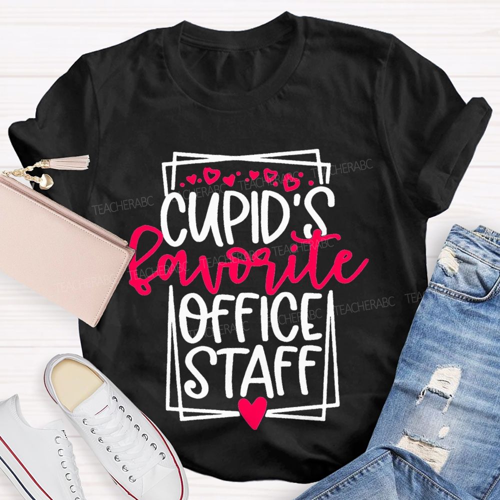 Cupid'S Favorite Office Staff Heart Print T-shirt