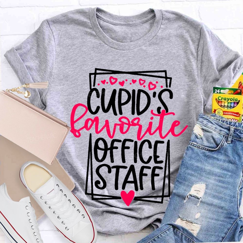 Cupid'S Favorite Office Staff Heart Print T-shirt