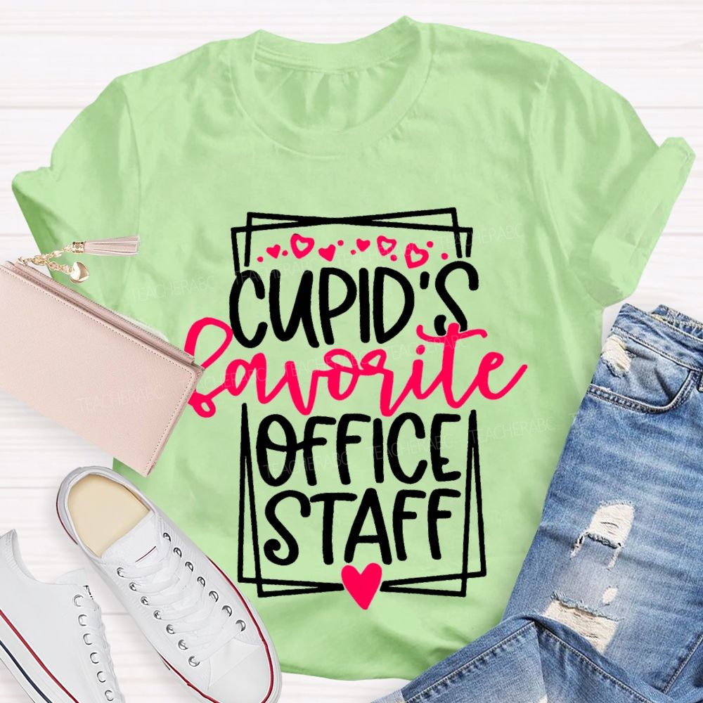 Cupid'S Favorite Office Staff Heart Print T-shirt
