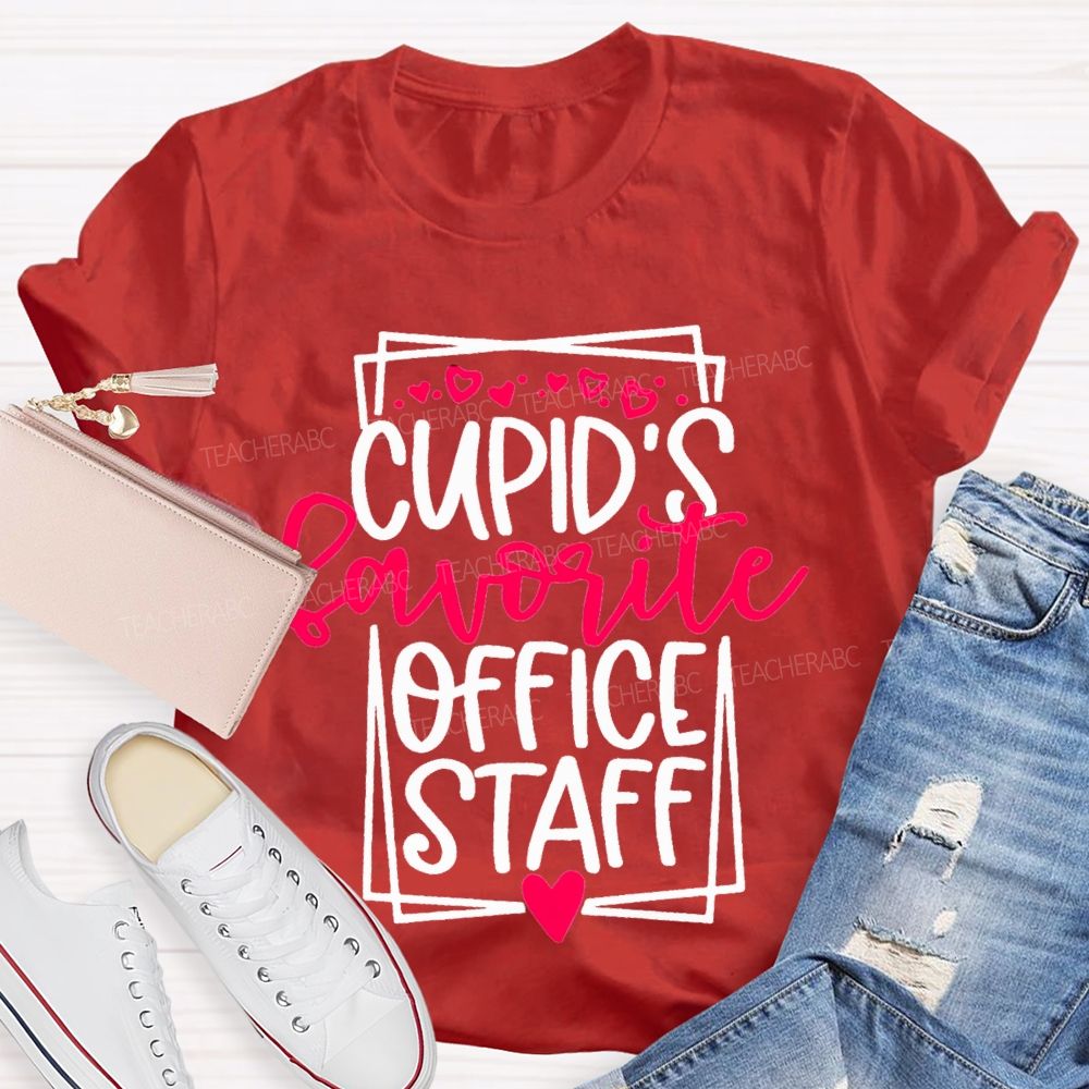 Cupid'S Favorite Office Staff Heart Print T-shirt