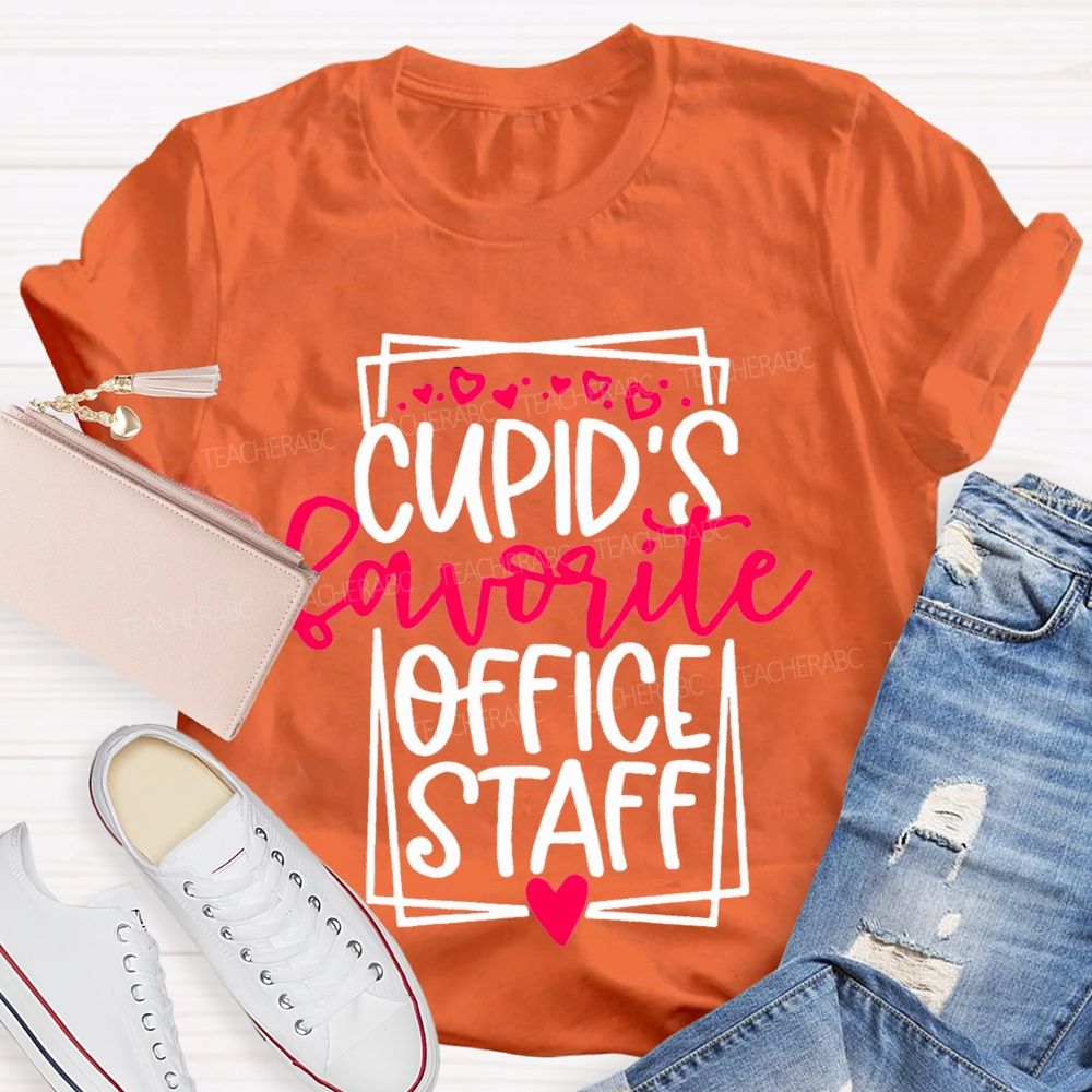 Cupid'S Favorite Office Staff Heart Print T-shirt