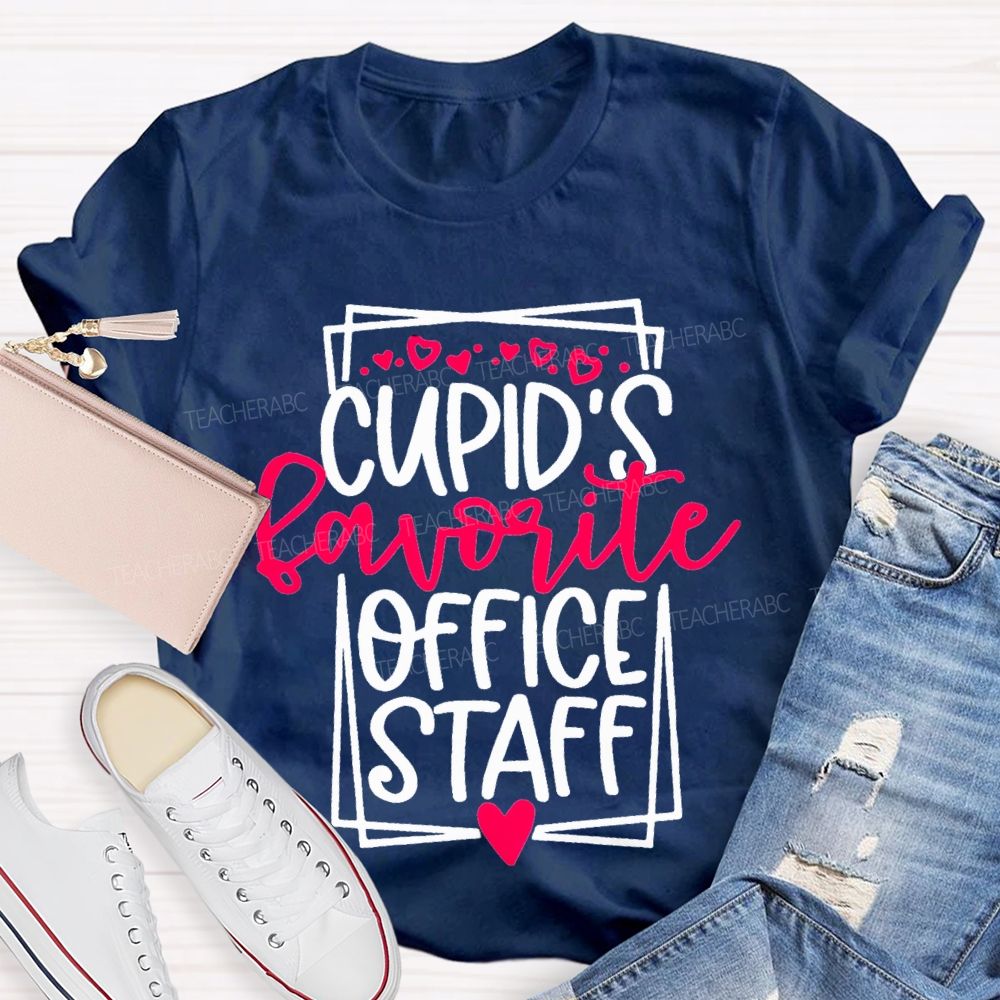 Cupid'S Favorite Office Staff Heart Print T-shirt