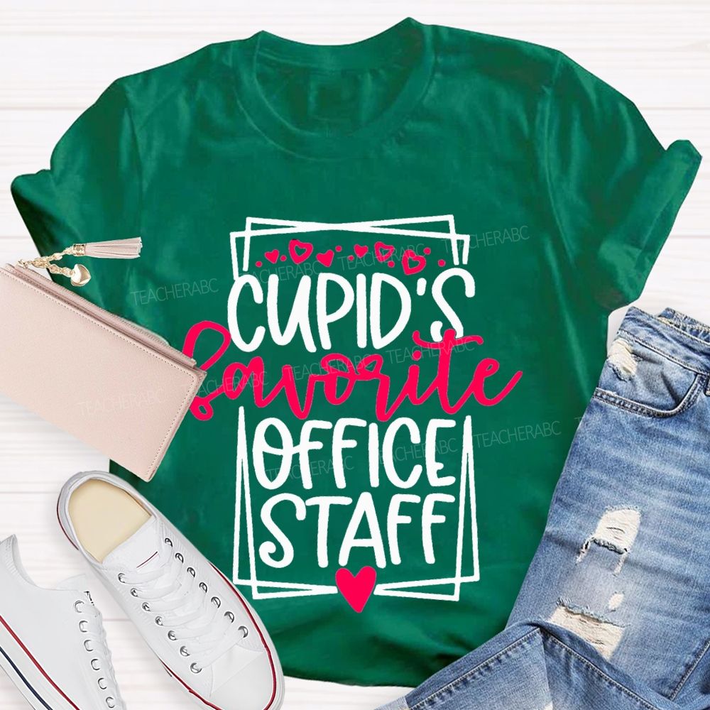 Cupid'S Favorite Office Staff Heart Print T-shirt