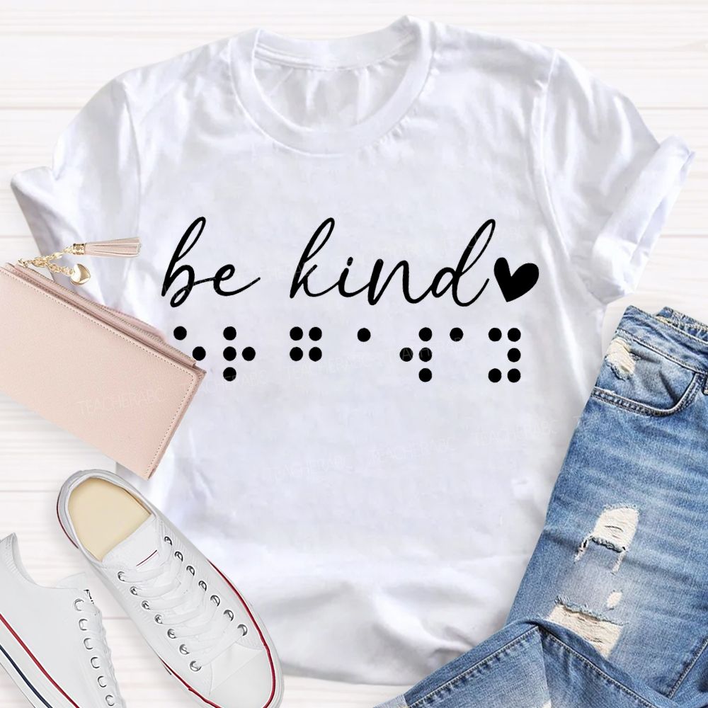 Be Kind Polka Dot And Heart Print T-shirt