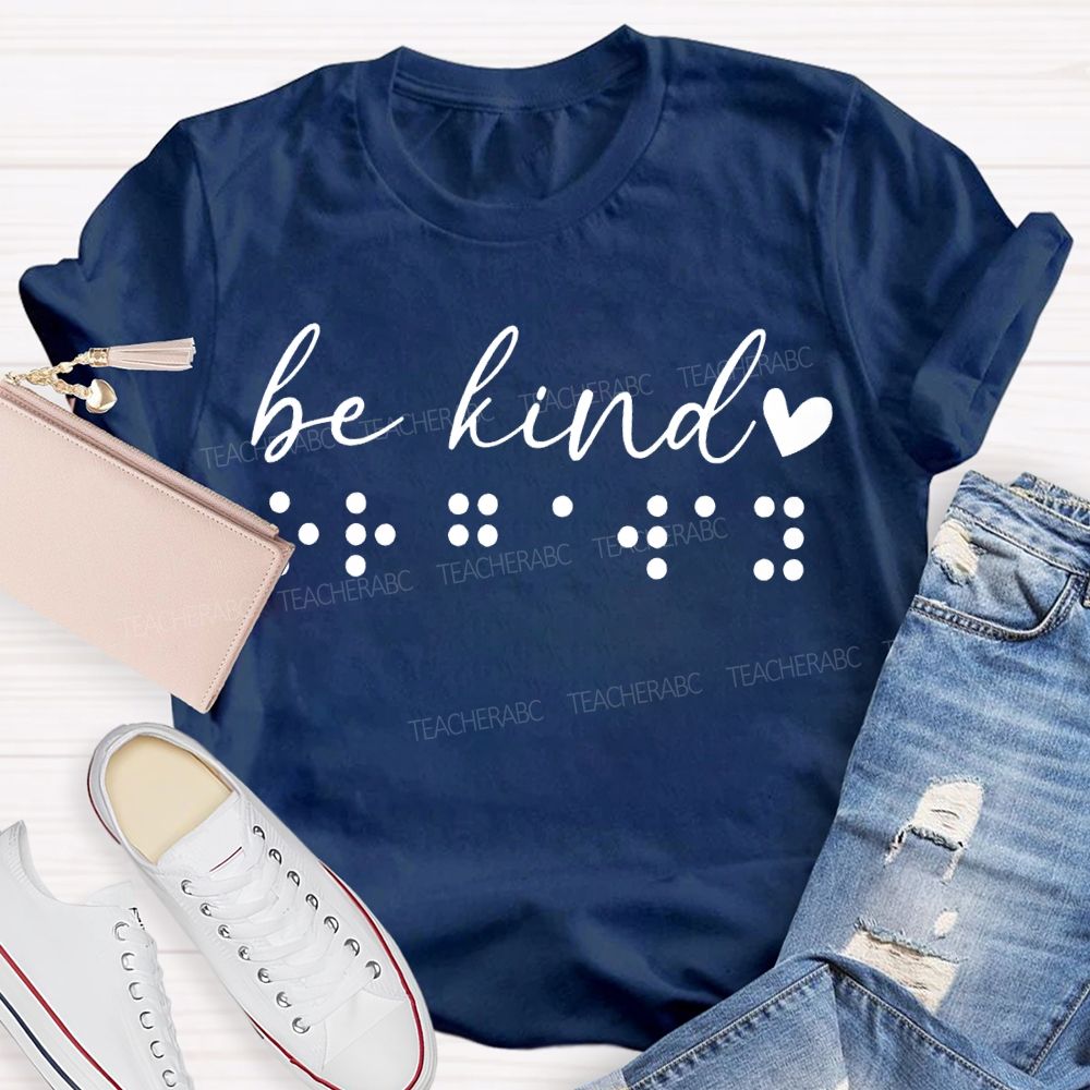 Be Kind Polka Dot And Heart Print T-shirt