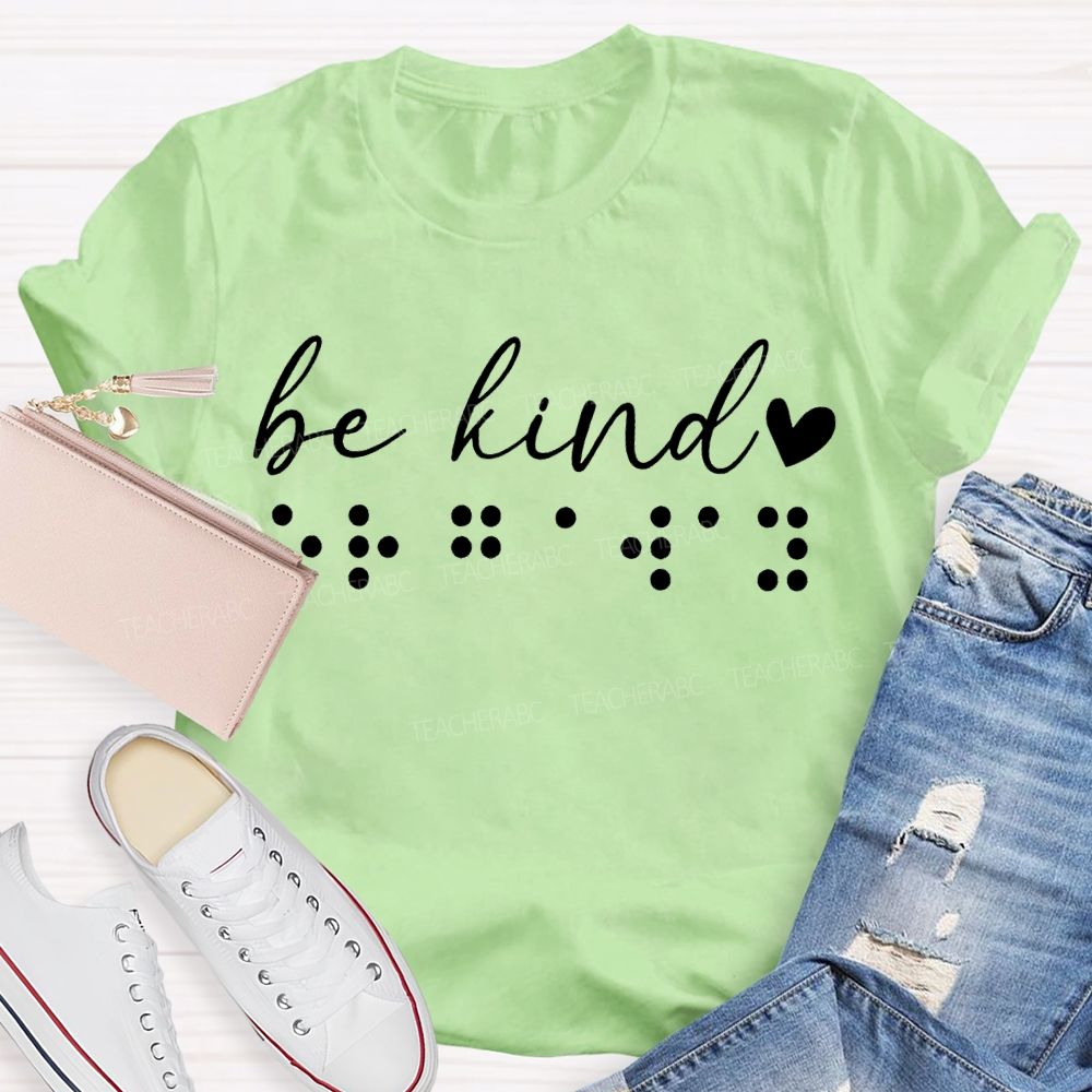 Be Kind Polka Dot And Heart Print T-shirt