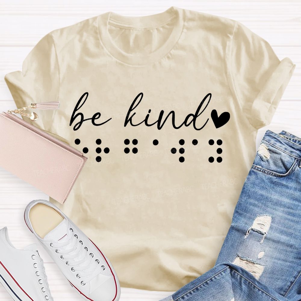 Be Kind Polka Dot And Heart Print T-shirt
