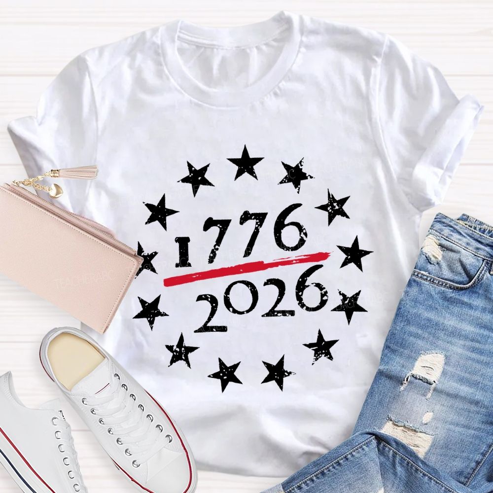 From 1776 To 2026 250th Anniversary Star Print T-shirt