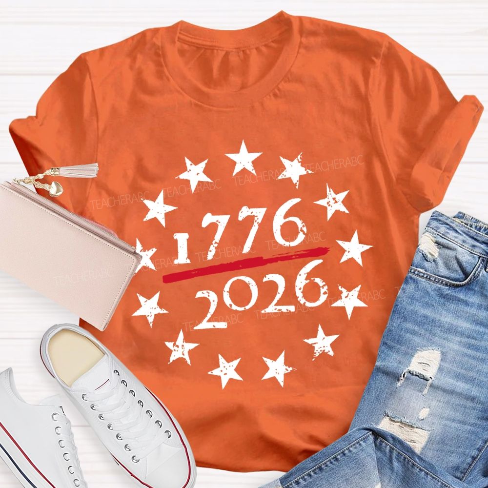 From 1776 To 2026 250th Anniversary Star Print T-shirt