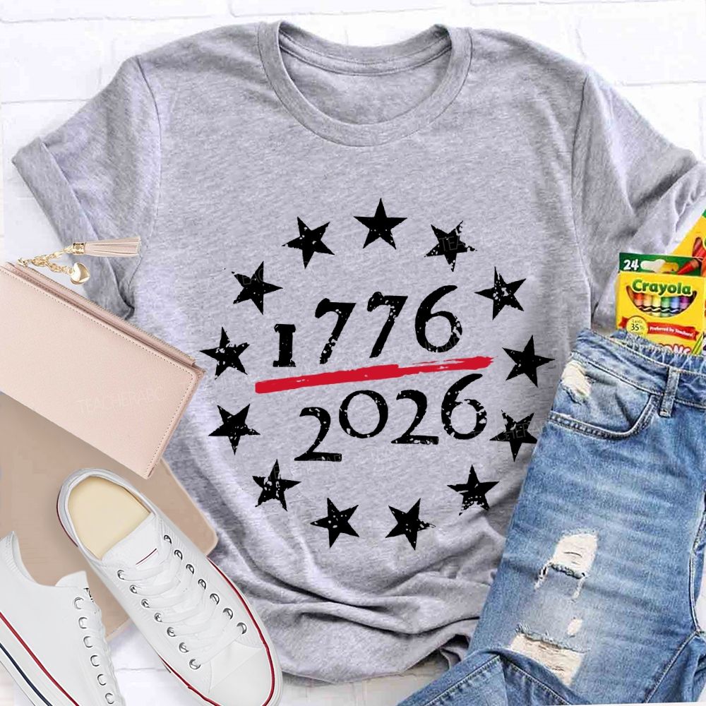 From 1776 To 2026 250th Anniversary Star Print T-shirt