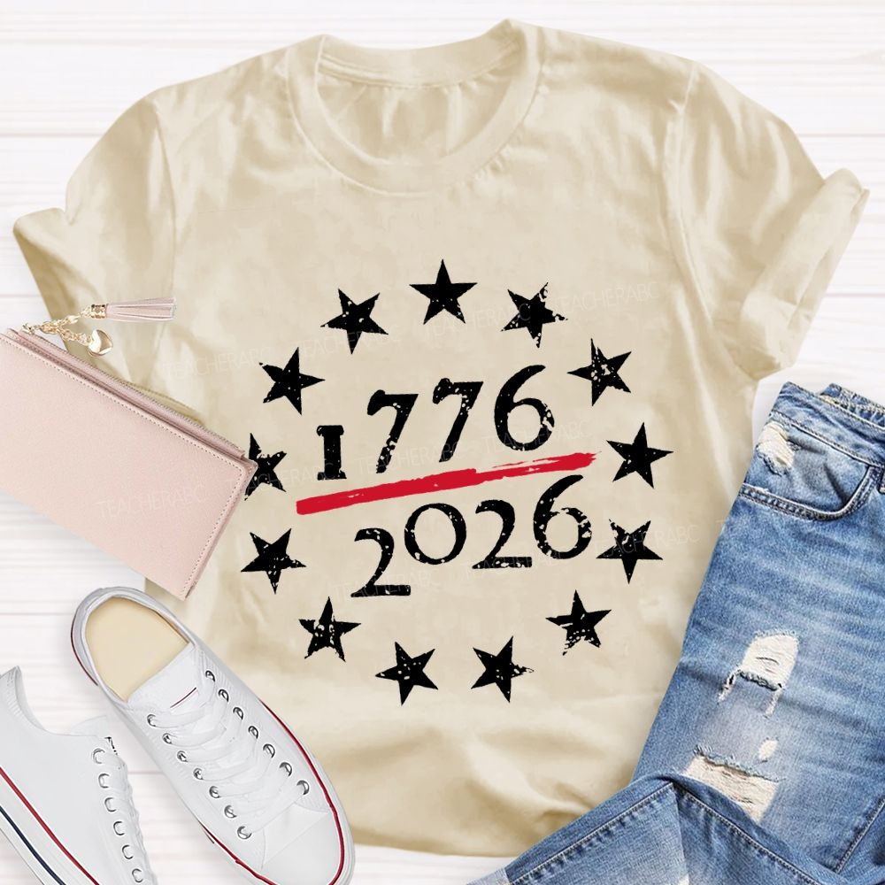 From 1776 To 2026 250th Anniversary Star Print T-shirt