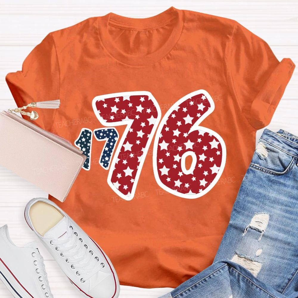 1776 Star Font Red And Blue Color Scheme T-shirt