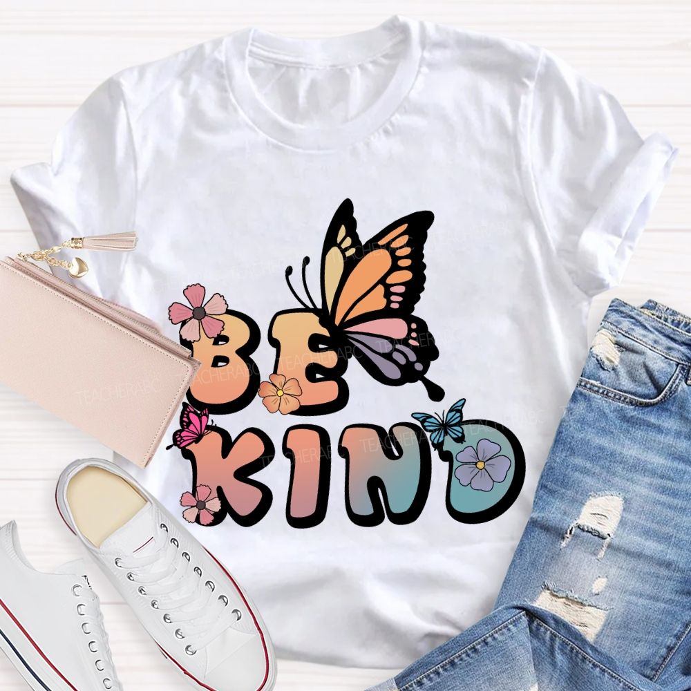 Be Kind Floral Butterfly T-Shirt