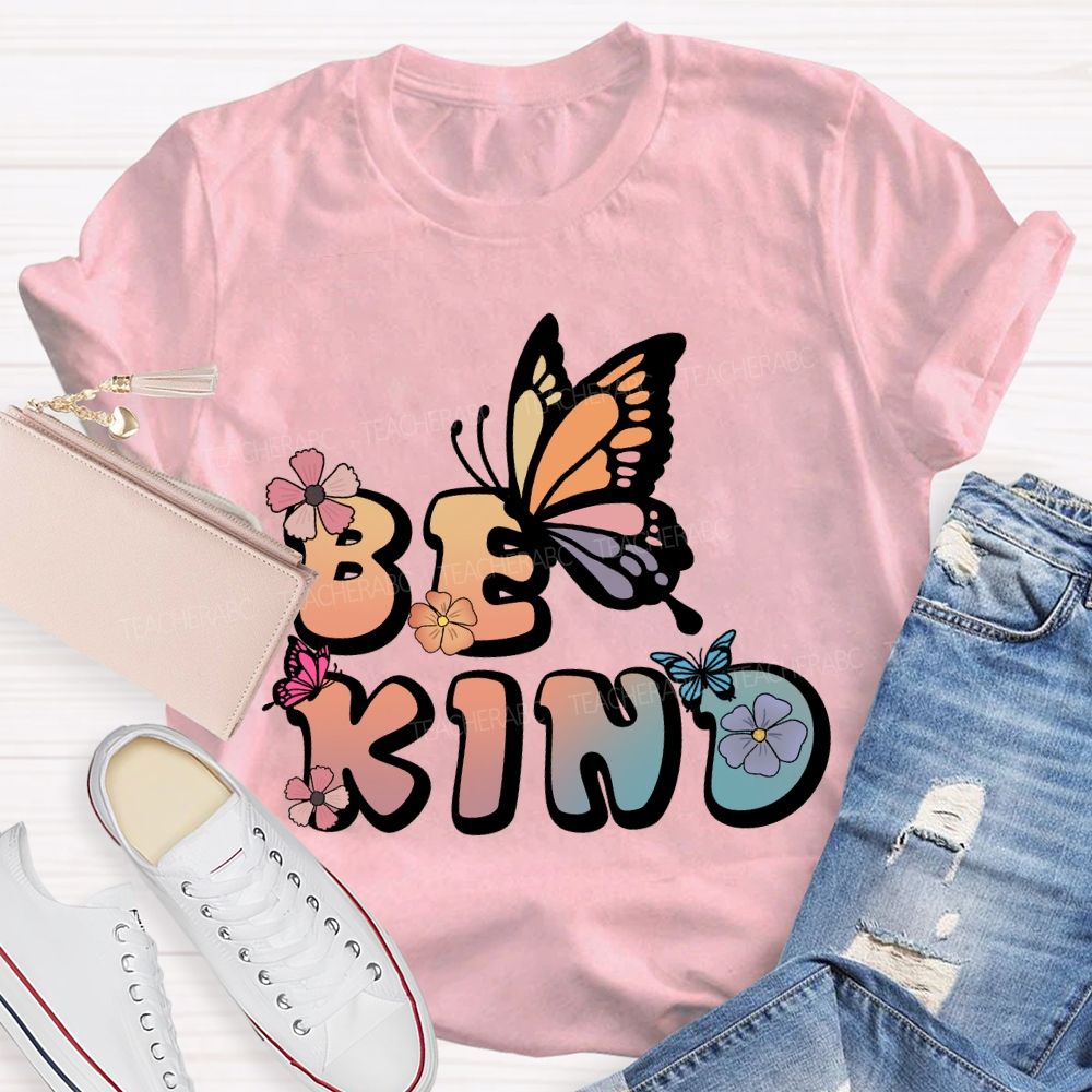Be Kind Floral Butterfly T-Shirt