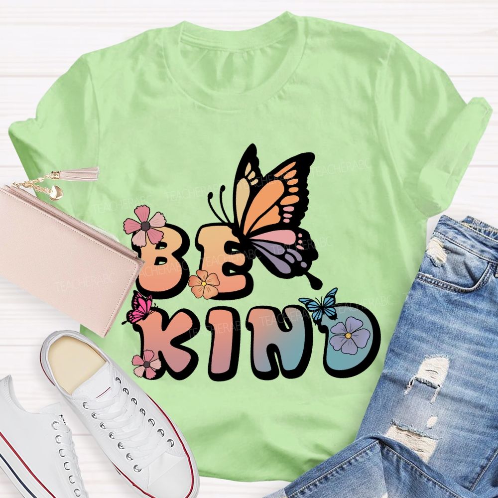 Be Kind Floral Butterfly T-Shirt