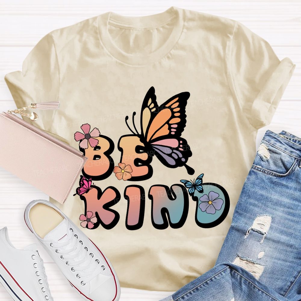 Be Kind Floral Butterfly T-Shirt