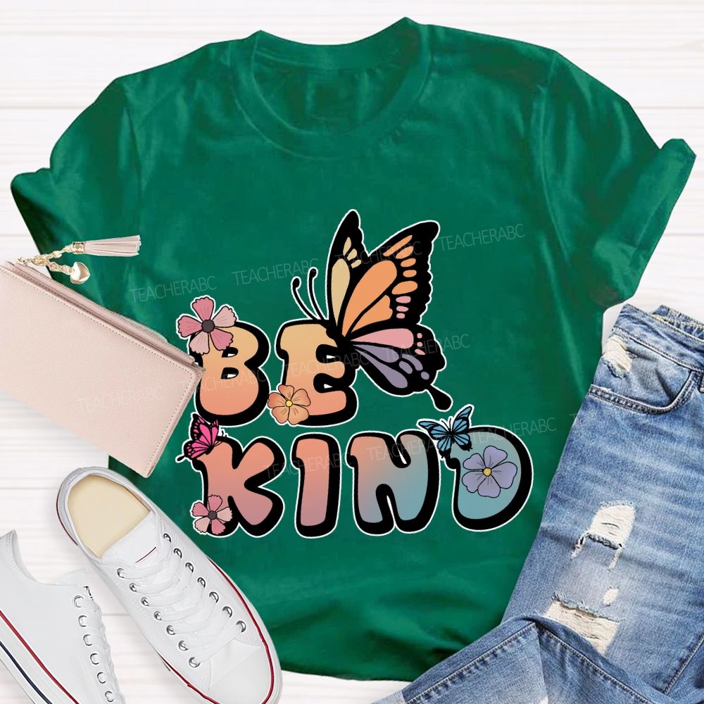 Be Kind Floral Butterfly T-Shirt