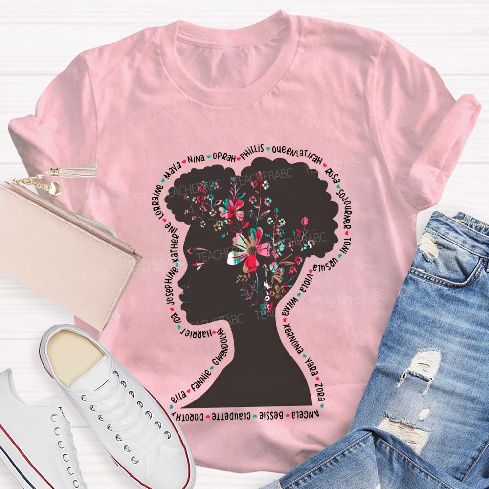 Black History Month Women's Floral Design T-shirt