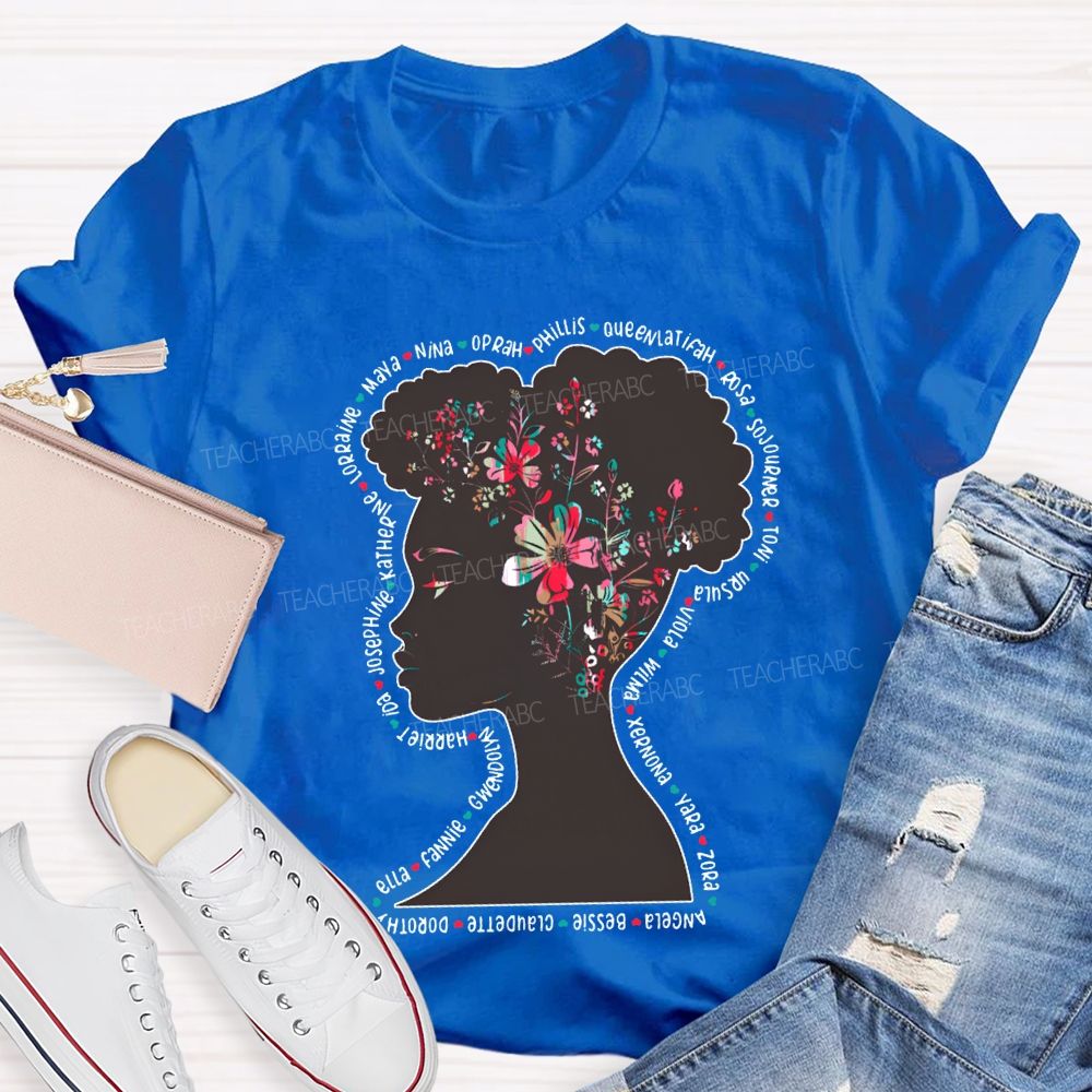 Black History Month Women's Floral Design T-shirt