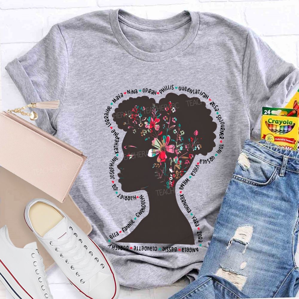 Black History Month Women's Floral Design T-shirt