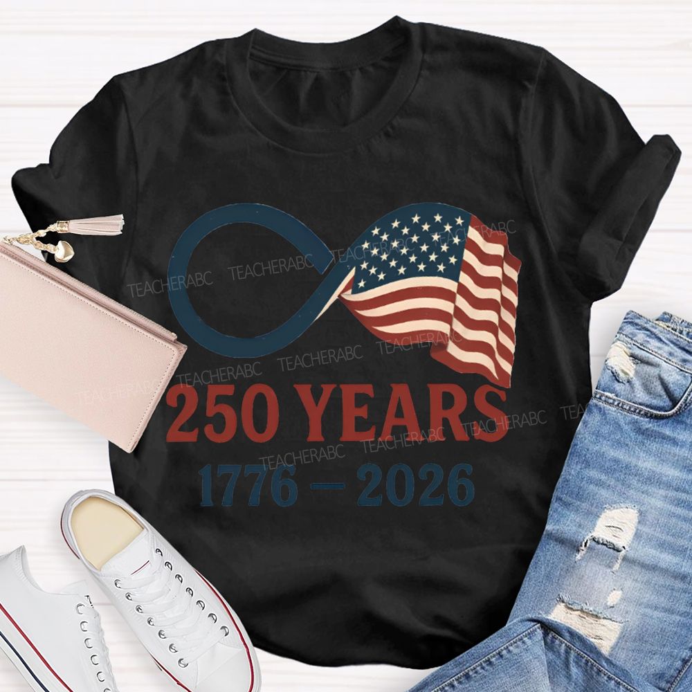 250 Years  Anniversary 1776-2026 Stars Stripes And Five-Pointed Star T-shirt