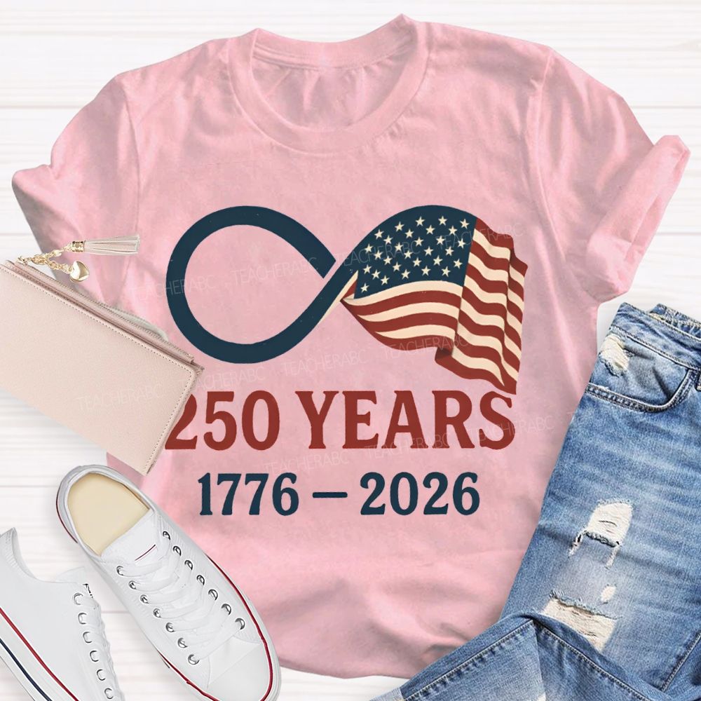 250 Years  Anniversary 1776-2026 Stars Stripes And Five-Pointed Star T-shirt