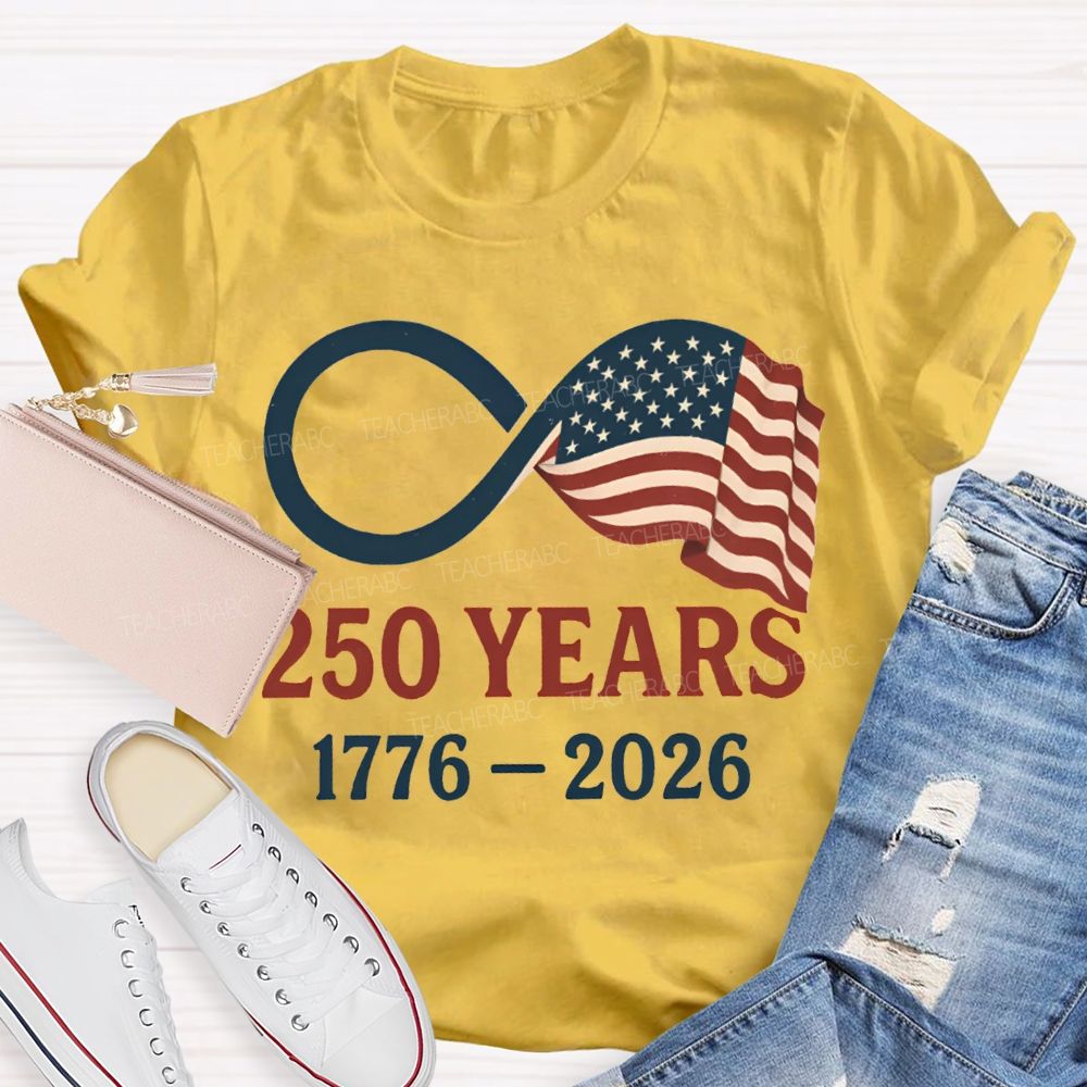 250 Years  Anniversary 1776-2026 Stars Stripes And Five-Pointed Star T-shirt