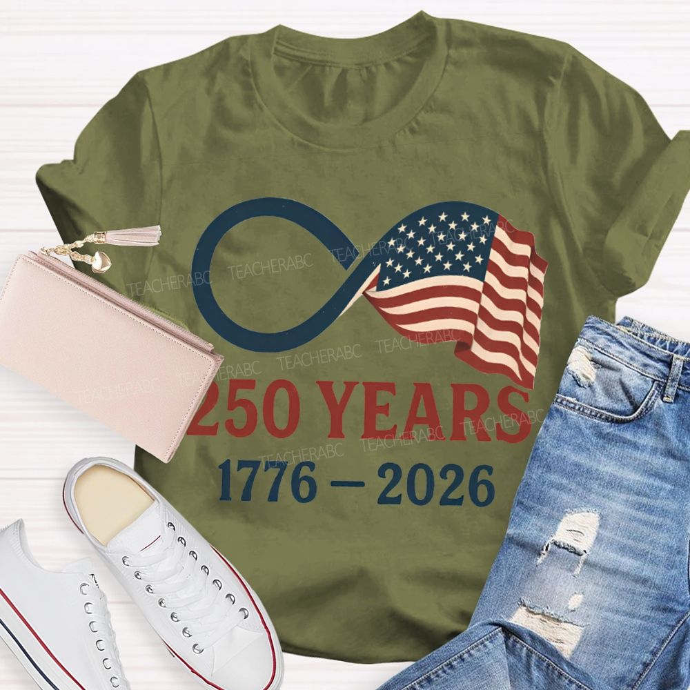 250 Years  Anniversary 1776-2026 Stars Stripes And Five-Pointed Star T-shirt